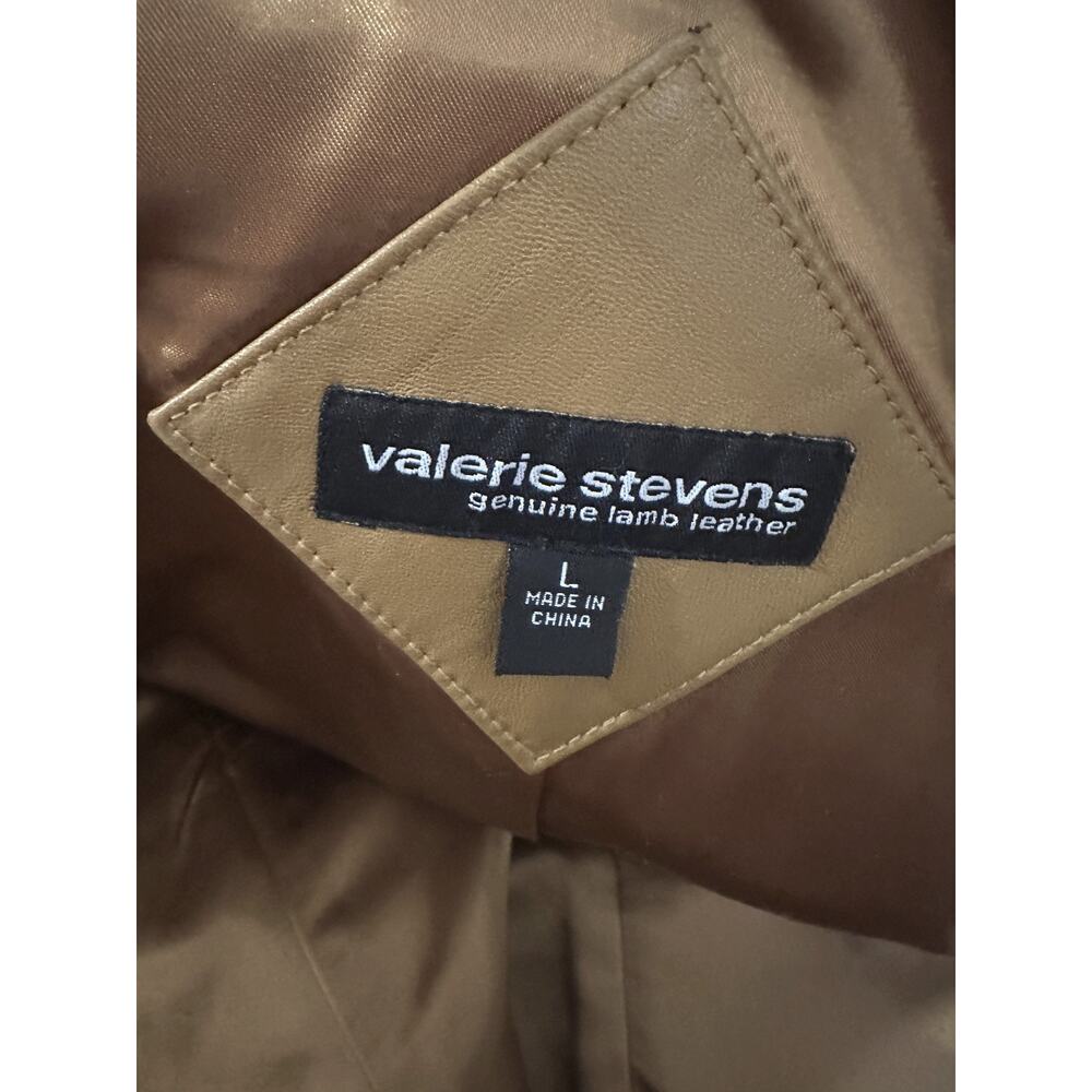 Valerie Stevens Genuine Lamb Leather Coat Camel Brown Size Large *Lining Damage* - Picture 14 of 16